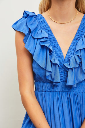 V-Neck Ruffle Tiered Maxi Dress