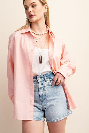 Oversized Button Up Shirt Top