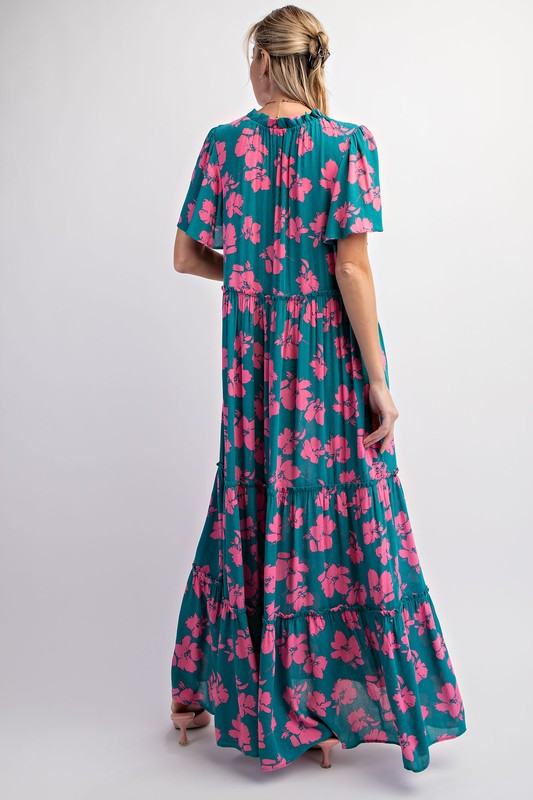 Floral Tassel Tie Maxi Dress