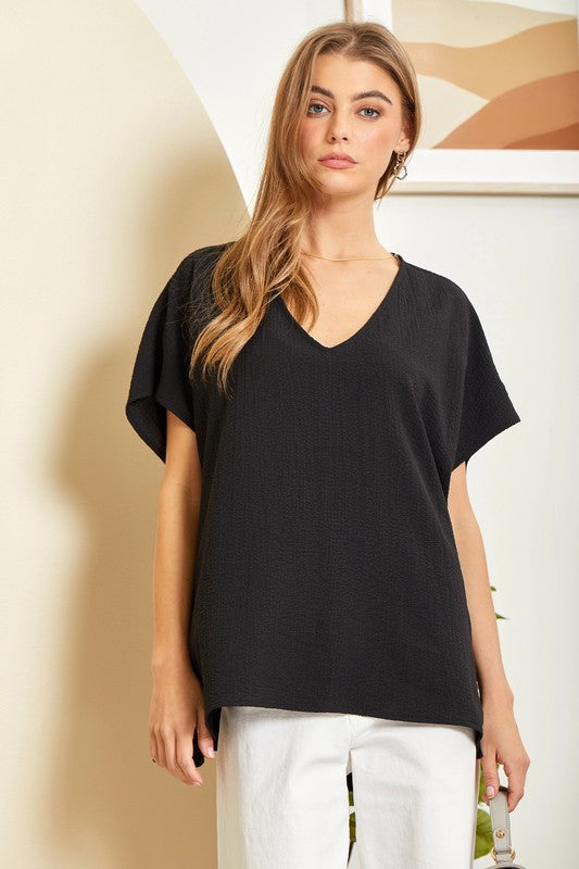 Crinkle Woven Solid Top