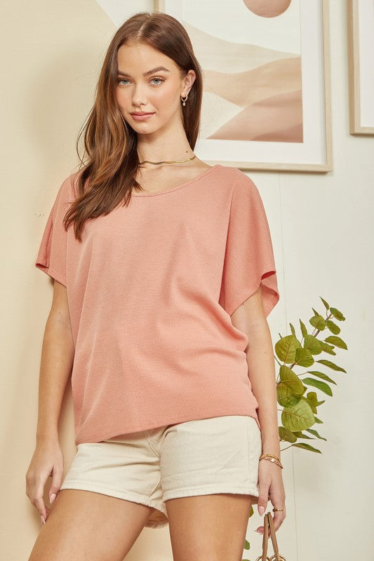 Plus Mini Waffle Casual Top