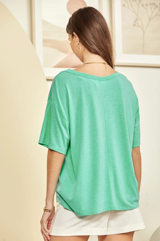 Solid Round Neck Casual Top