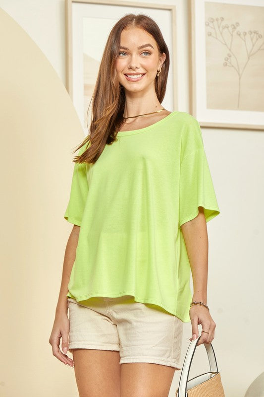 Solid Round Neck Casual Top