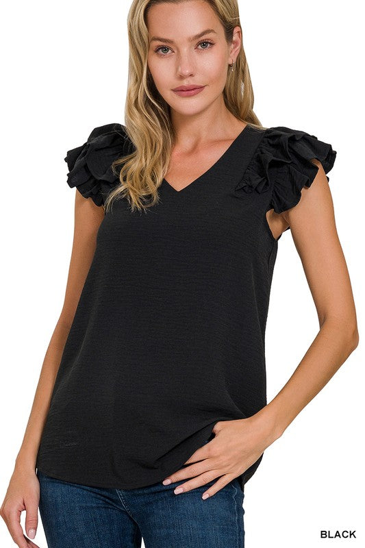 Airflow Tiered Ruffle Sleeve Top