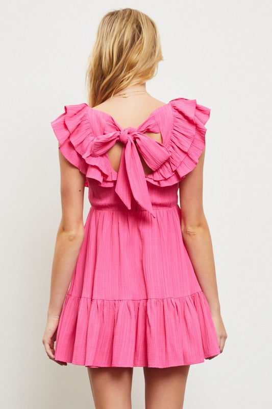 Crinkle Line Ruffle Dress