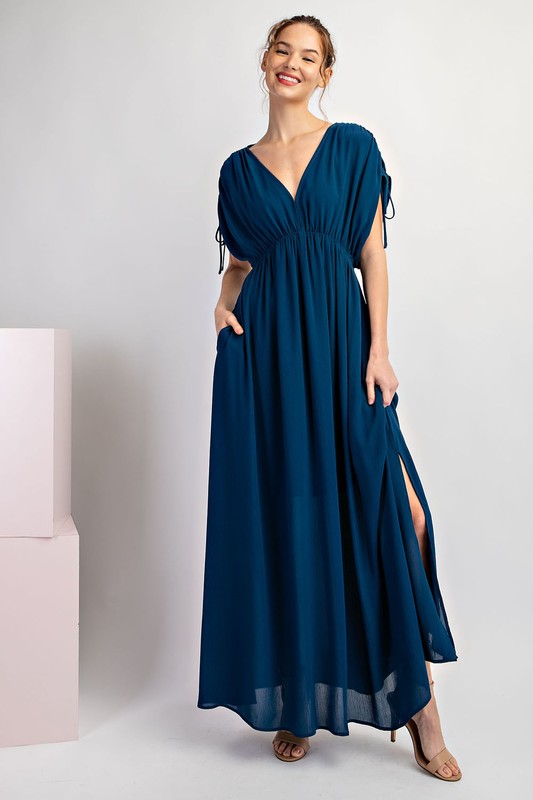 Ruched SS Maxi Dress