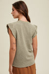 Ruffle Sleeve Waffle Top