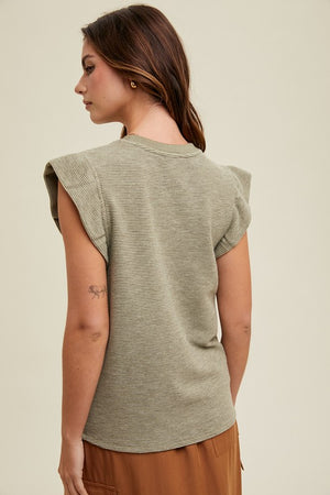Ruffle Sleeve Waffle Top