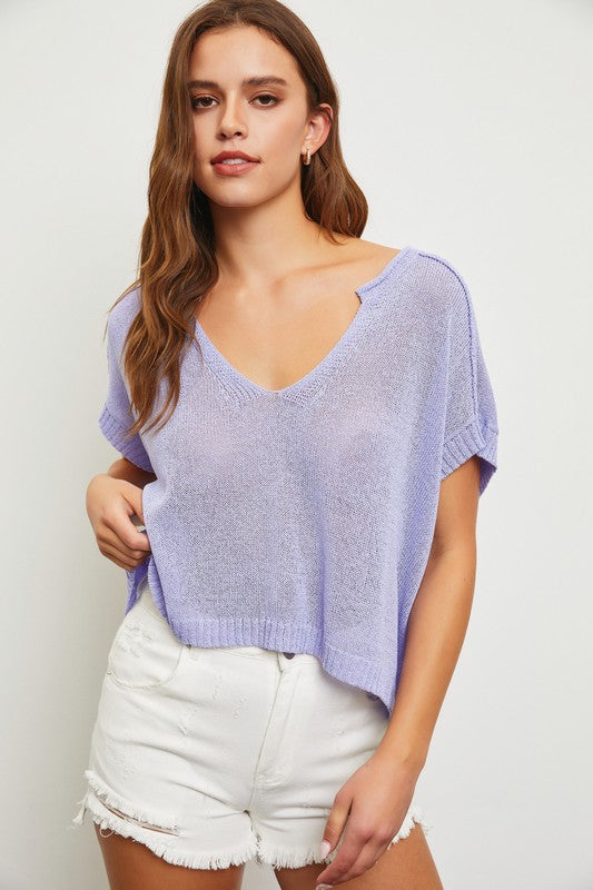 SS Open Neck Sweater Top
