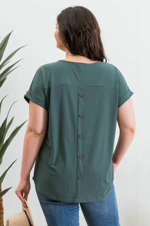 Plus Button Back Lace Strip Top
