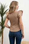 Double Ruffle Rib Knit Top
