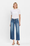 Mesmerizes Mid Rise Raw Hem Wide Jeans