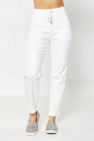 HW White Cuffed Jogger Jeans