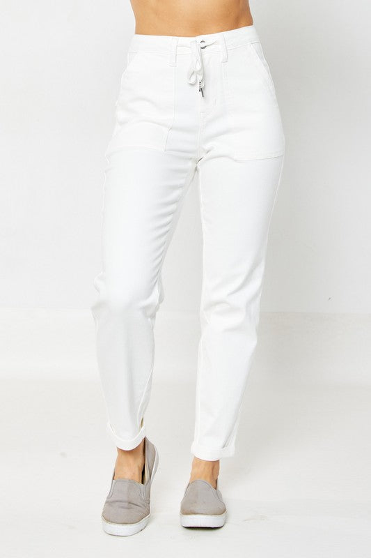 HW White Cuffed Jogger Jeans