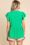 Peplum Slit Neck Top