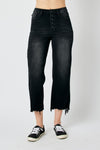 HW Raw Hem Crop Wide Leg Jeans