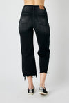 HW Raw Hem Crop Wide Leg Jeans