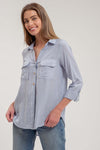 Front Pocket Stripe Button Down Shirt