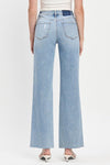 Refulgent High Rise Clean Cut Raw Hem Wide Leg Jeans