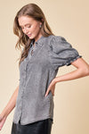 SS Denim Puff Sleeve Top