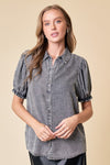 SS Denim Puff Sleeve Top