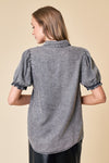 SS Denim Puff Sleeve Top