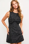 Front Bow Jacquard Sleeveless Dress