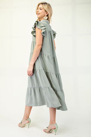 Tiered Collar Midi Dress