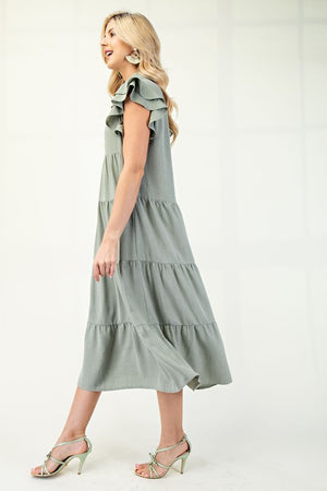 Tiered Collar Midi Dress