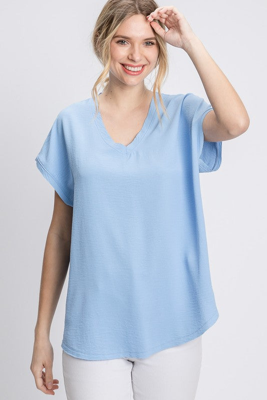 Cap Sleeve Raw Edge Top