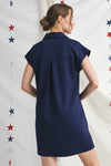 Solid Open Collar Dress