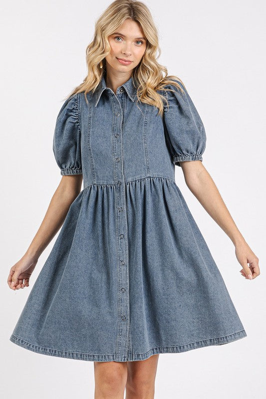 Tencel Button Up Mini Dress