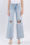 Slick High Rise Distressed Wide Jeans