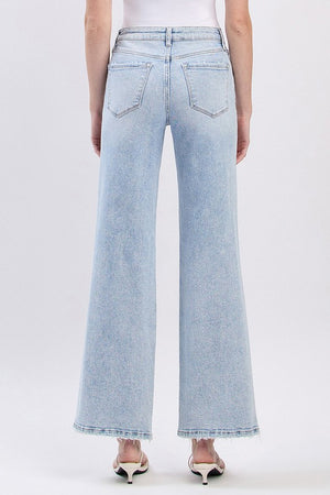 Slick High Rise Distressed Wide Jeans
