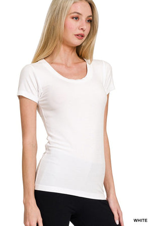 Ribbed Round Neck SS Basic Top