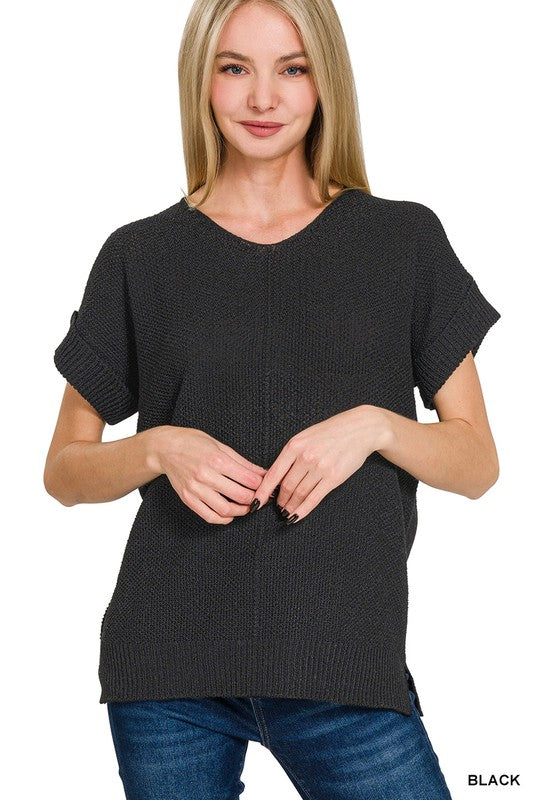 Center Seam SS Sweater Top