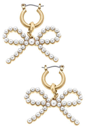 Kellie Pearl-Studded Bow Drop Earrings