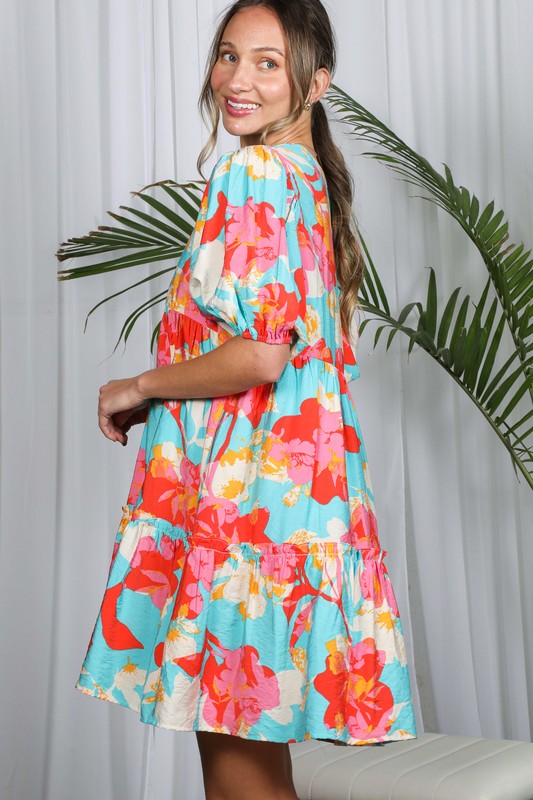 Ruffle Hem Floral Babydoll Dress