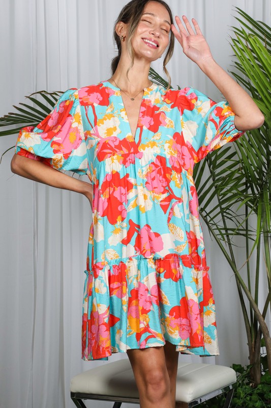 Ruffle Hem Floral Babydoll Dress