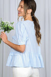 Ruffle Detail Stripe Babydoll Top