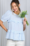 Ruffle Detail Stripe Babydoll Top