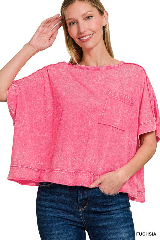 Acid Wash Boxy Tee Top