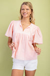 Stripe Tie Neck Woven Top