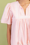 Stripe Tie Neck Woven Top