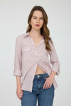 Front Pocket Stripe Button Down Shirt