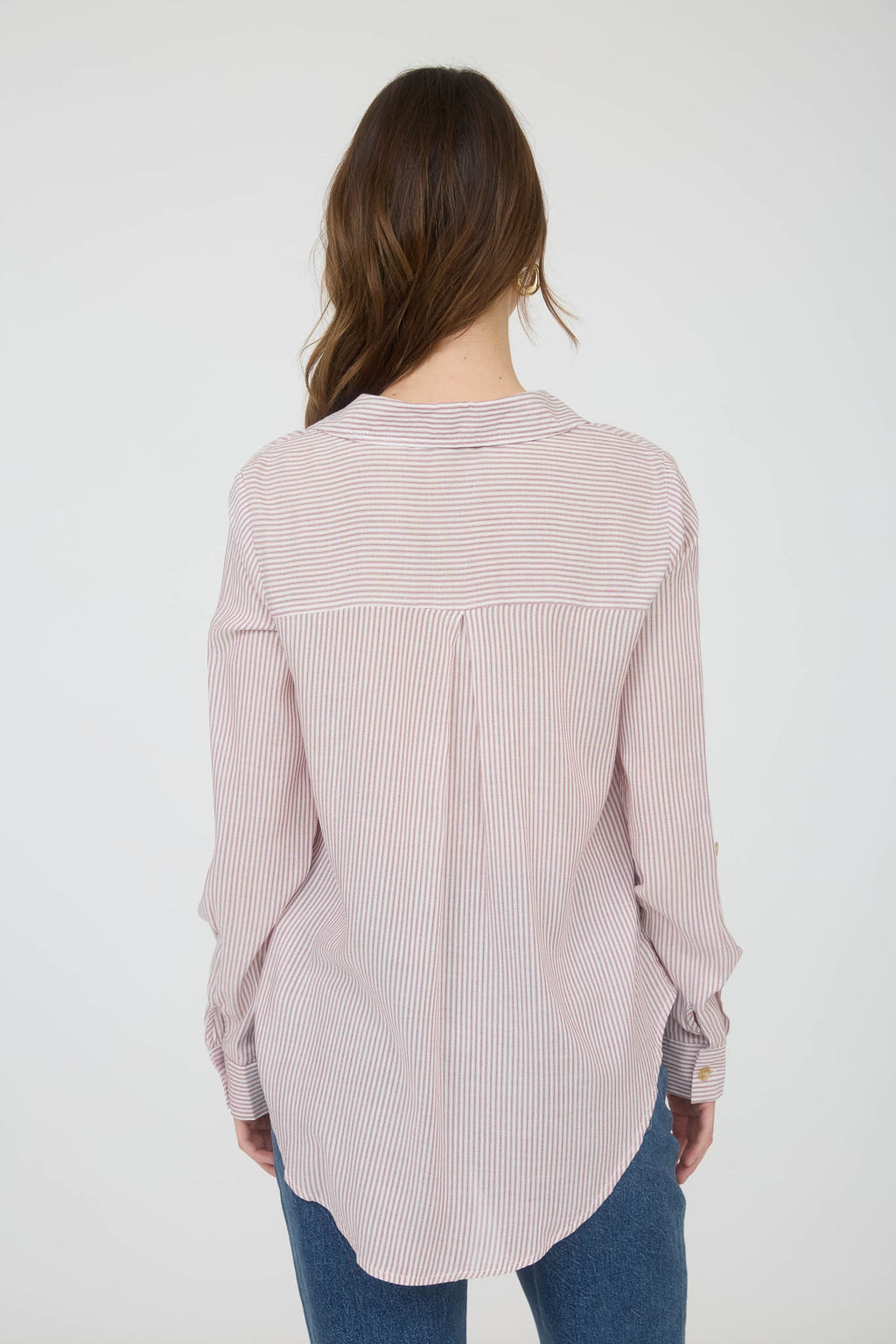 Front Pocket Stripe Button Down Shirt