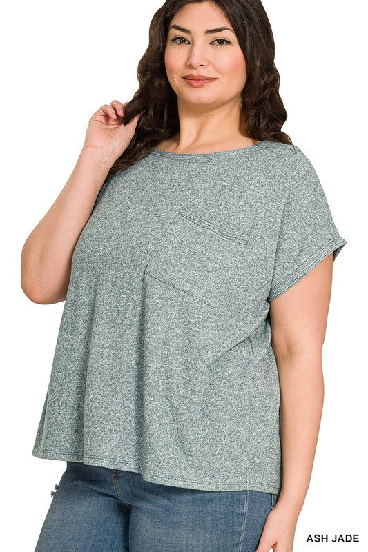 Plus Melange Hacci Pocket Top