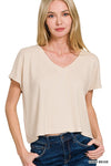 Soft V-Neck Cropped Top