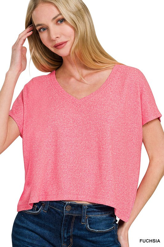 Soft V-Neck Cropped Top
