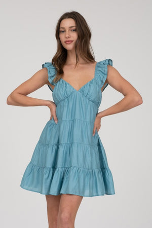 Tiered Babydoll Mini VNeck Dress
